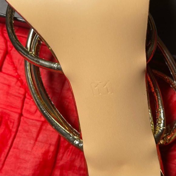 Gold Strappy Heels Pointed Toe Heels Heel Sandals For Women - Picture 6 of 10